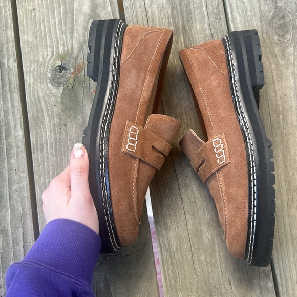 Boden Chunky Brown Suede Loafers Lug Sole Size 40 9 - Picture 6 of 8